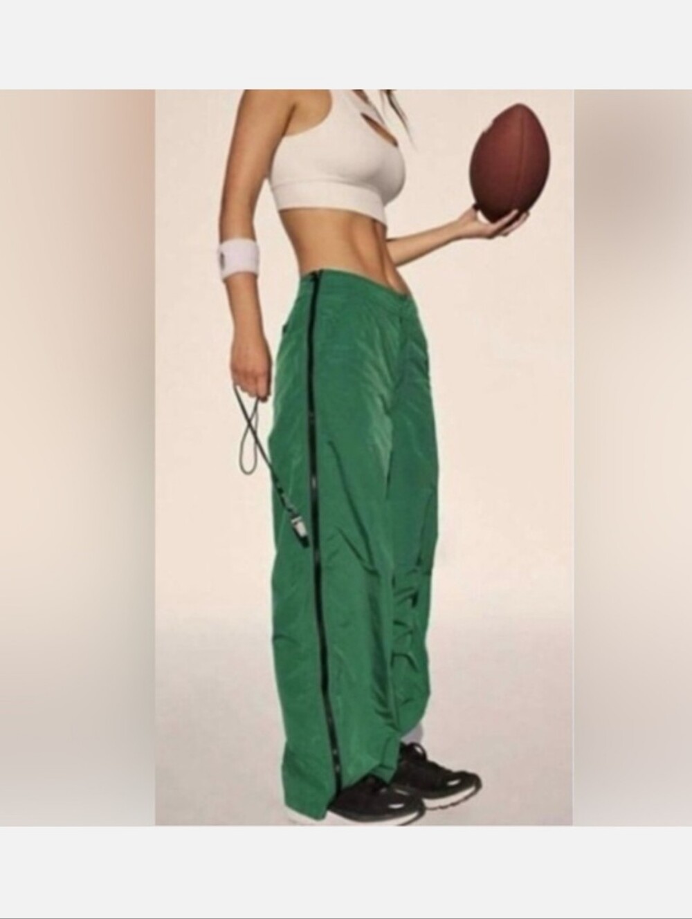 Free People Movement Nova Lined Wide Leg Track Pants Size Large In Green Vert